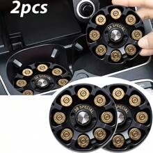 2pcs Car Cup Holder Coasters, Cool Wheel Pattern Rubber Coasters, 2.75 Inch Universal Size Non-Slip Rubber Pads, Men's Car Cup Holder Sticker Decoration, Dad's Special - A - View 1