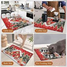 1PC Christmas Element Welcome Mat, Diatomite Absorbent Small Rug, Non‑Slip Floor Mat For Stove Coffee Machine Water Bar Counter, Christmas Halloween Home Decor, Indoor Outdoor Doormat For Front Door Kitchen Area - Multicolor - View 3