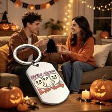 萬聖節幽靈女士鑰匙圈「Tis The Season To Do Spooky」可愛3個幽靈圖案鑰匙環，附黑色天鵝絨收納袋，適合送給朋友、生日、萬聖節派對禮物 - A - 查看 6