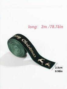 1pc Christmas Velvet Ribbon, Gold Foil Star & Merry Christmas Printed Decorative Ribbon, 2m Roll, 2.5cm/4cm Width, For Gift Wrapping, Christmas Tree, Wreath, Bow Making, Holiday Party Decor - Velvet - View 12