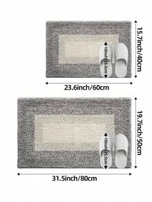 1pc Checkerboard Bathroom Floor Mat, Soft Flocked Floor Pad, Non-Slip Bottom, Absorbent Comfortable Shower Rug, Machine Washable, Suitable For Sink, Bedroom, Bathroom, Home Decor - Multicolor - View 3