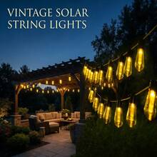 Solar String Lights, Smart Light Sensor, Auto On/Off At Night/Day, Adjustable Lighting Modes, LED Outdoor Christmas Decor Lights, Retro Holiday Wreath Lights, Suitable For Yard, Gazebo, Porch, Camping - Papaya Lamp - View 5