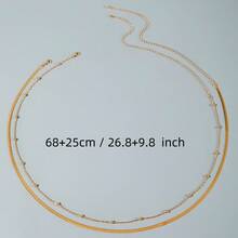 Glossy Double Layer Snake Bone Waist Chain Adjustable Gold Belly Body Chain Summer Beach Bikini Club Party Accessory For Wome - Gold - View 10