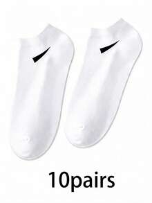 30/10 Pairs Men's Breathable Athletic Socks, Letter Print Crew Socks, Soft Stretch Cushioned Sports Socks For Running, Basketball, Gym & Daily Wear - A - View 20