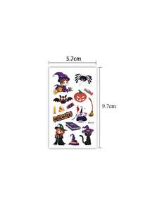 30pcs Waterproof Halloween Temporary Tattoos, Cartoon Pumpkin, Ghost, Witch,Skeleton Stickers, Halloween Party Decor - Multicolor - View 5