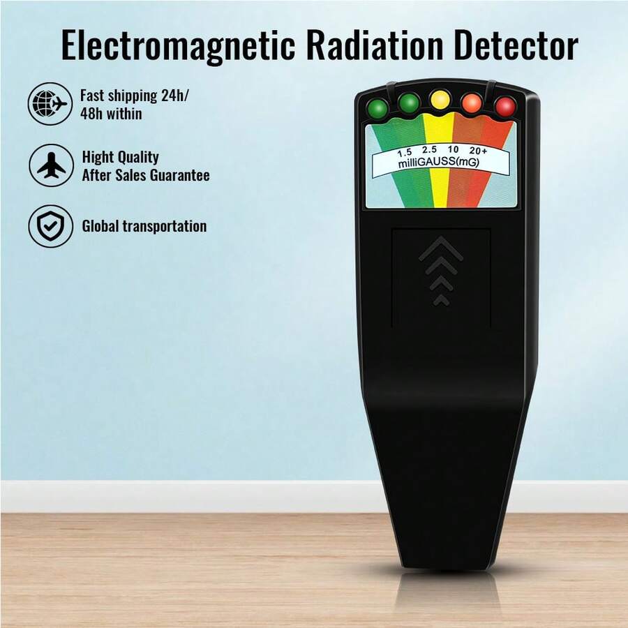 5-LED EMF Detector Magnetic Field Detector Paranormal Investigation Equipment Tester Portable Counter Professional EMF Detector - Black - View 1