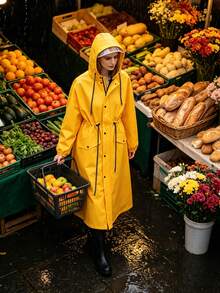 Women's Long Hooded Raincoat Outdoor Windproof Rain Jacket Coat - Women's Raincoat - View 3