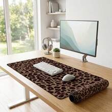 1pc Leopard Print Desk Pad, Modern Art Style, Large Mouse Pad, Desk Accessory, Rubber Base, Stitched Edge Non-Slip Keyboard Mat, Suitable For Office, Home Computer, Can Be Given As A Gift To Men, Women, Friends, Back To School Season Gift - Multicolor - View 5