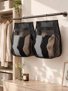 Hanging Mesh Laundry Storage Bag With Zipper, Breathable Quick Dry Laundry Organizer With Hook, Multi-Purpose Space Saving Laundry Hamper For Socks Underwear Small Items, Wall Mounted Laundry Basket For Bathroom Balcony Closet Dorm Travel - Multicolor - View 2
