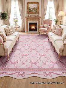 1pc Asymmetrical Fluffy Luxury Soft Bohemian Vintage Pink Carpet, Non-Slip Bottom, Machine Washable, Suitable For Living Room, Bedroom, Hallway, Elegant Persian Court Style With Baroque Pattern, Indoor Rug - Pink - View 9