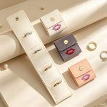 Tas Penyimpanan Perhiasan Mini dengan Dekorasi Bibir Berlian Imitasi, Organizer Cincin & Anting Portabel dengan Kancing Jepret, Kotak Perhiasan Kecil yang Dapat Dilipat, Kantong Aksesori Perjalanan yang Ringkas, Ringan untuk Penggunaan Sehari-hari & Perjalanan, Hadiah Istimewa untuk Kolektor Perhiasan - MultiWarna - View 3