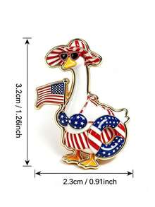 Vacation Style Striped Swimsuit Goose Brooch, Casual Beach Fashion Glasses Swim Ring Design, Versatile Lapel Accessory For Coat, Scarf, Backpack, Summer Fun Gift Item - Multicolor - View 5