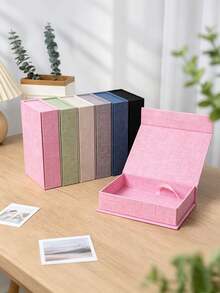Magnetic Fabric Storage Box, Suitable For Photo Albums, Letters And Small Items, Decorative Book-Shaped Organizer Box, Can Store Jewelry, Watches And Handmade Crafts, Durable Desktop Storage Box, Suitable For Living Room And Study - Multicolor - View 4