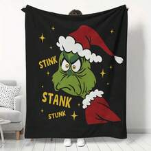 The Grinch بطانية قيلولة ناعمة ومريحة 1 قطعة بطبعة كاملة من الفلانيل الحديثة - شجرة عيد الميلاد - بطانية قيلولة من البوليستر - عملية طباعة رقمية، مناسبة للأريكة والسرير والسفر وديكور المنزل والمكتب - متعدد الألوان - مشاهدة 10