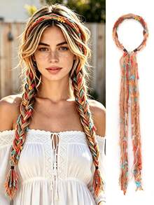 Bohemian Style Women's Hair Accessory Hair Hoop Braided Headband - Multicolor - View 2