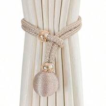 1pc Luxury Metal Ball Curtain Tieback, Curtain Tiebacks Elastic Stretch, Single Ball Tassel Holdbacks,Woven Rope Curtain Holdback, Polyester Rope Drawstring Buckle, For Home, Living Room, Bedroom Window Decor (Champagne) - Champagne - View 10