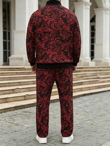 Men's Business All-Over Print Zip-Up Sweatshirt And Pants Set - Multicolor - View 4