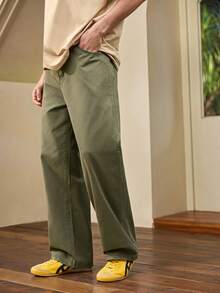Whitmere Men's Jeans Pants, Urban Casual, Straight Leg Relaxed Fit, Spring Summer - Olive Green - View 1