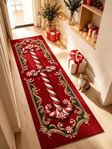 1pc Red Christmas Hallway Runner Rug, Corridor Long Carpet, Carpet, Long Runner, Area Rug, Mat, Home Decor, Area Carpet, Living Room Area Rug, Living Room Home Decor, Room Decor, Washable Carpet - Multicolor - View 2