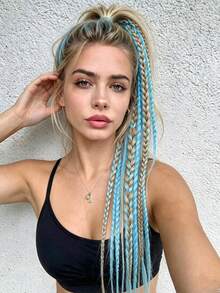 24 Inch 1pc Wig Ponytail Synthetic Matte Dreadlocks1 Bohemian Intermediate Color Wig Braided Braid - Multicolor - View 6