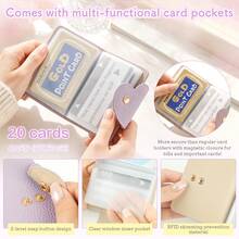 女款 RFID 防盜心形扣設計卡夾 可收納 20 張卡片 翻蓋式超薄 PU 皮革透明卡槽 信用卡/醫療卡/會員卡收納 便攜通勤與上學適用 - 彩色 - 查看 3