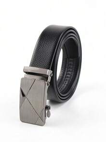 2pcs Fashion Automatic Buckle PU Business Men's Classic Smooth Black Gold Automatic Buckle Multi-Function Formal Casual Belt, Black Belt, Western Style, Men's Belt, Men's Accessories, Youth Belt, Black Gold Belt, Suitable For Youth, Young Men, Men, Casual, Outdoor, Sports, Vacation, Graduation Gift, Birthday, Daily Wear - 2-pack (glossy Black Slash + Silver Slash) - View 3