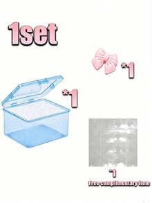 Personalized Cute Bowknot Transparent Plastic Storage Boxes, Glitter Desktop Organizer, Dust-Proof Cosmetic Jewelry Stationery Small Items Storage Box, Pink/Blue - Multicolor - View 13