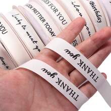 30m/Roll 1.5cm Polyester Cotton Beige English Letter Ribbon For Cake And Flower Packaging, Flower Decoration Material, Bow Making Supplies, Holiday Party Decoration - Ribbon - View 4