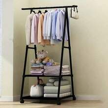 1pc Triangle Floor Standing Clothes Rack, Movable Vertical Floor Garment Rack, Living Room Storage Rack, Bedroom Clothes Rack - Multicolor - View 8