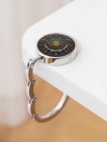 1pc Vintage Sun Moon Star Pattern Bag Hook, Foldable Table Edge Bag Clip, Portable Desktop Bag Hanger, Women's Handbag Storage Hook, Restaurant & Travel Bag Holder, Multiple Styles - Multicolor - View 7