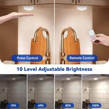RGB LED Puck Lights, Battery Operated Under Cabinet Lights With Remote Control, 13‑Color Changing Dimmable Wireless Night Lights, Stick‑On Closet Showcase Display Lights For Kitchen, Shelf, Bar, Bedroom Decor - 6 Pcs - View 7