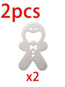 1/2pcs Gingerbread Man Shaped Stainless Steel Beer Bottle Opener, Christmas Party Bar Kitchen Gadget, Creative Holiday Drink Opener, Suitable For Home Gathering Table, Kitchen Decor And Holiday Arrangement - Multicolor - View 10