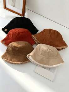 1 buah Topi Ember Bolak-balik, Topi Ember Hangat Dua Sisi yang Dapat Dipakai, Topi Ski Kasual Luar Ruangan Tahan Angin untuk Musim Gugur/Musim Dingin, Unisex - MultiWarna - View 4
