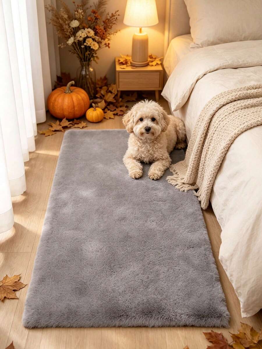 1pc Autumn/Winter Faux Rabbit Fur Design Decorative Rug Mat - Luxury Decor, Plush Feel Rug, Decorative Carpet, Bedroom Decor, Small Rug, Carpet, Home Decor, Living Room Rug, Living Room Small Rug, Bedroom Rug, Living Room Home Decor, Outdoor Rug, Washable Carpet - A - View 1