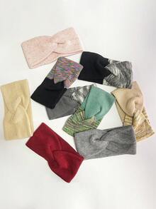 DUOJIAOYAN 1pc Autumn/Winter New Cross Gradient Dual-Color Patchwork Wide Elastic Hair Band, Sports Cold-Proof Warm Headband Accessory - Multicolor - View 2