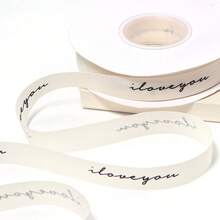 30m/Roll 1.5cm Polyester Cotton Beige English Letter Ribbon For Cake And Flower Packaging, Flower Decoration Material, Bow Making Supplies, Holiday Party Decoration - Ribbon - View 12