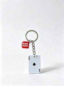 1pc Creative Mini Poker Card Keychain, Romantic Minimalist Dice Charm Couple Gift, Niche Bag Pendant - Multicolor - View 5