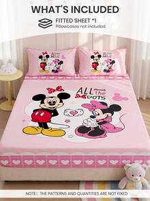 Disney 1件裝迪士尼印花包床單床墊套，秋季床上用品，床墊保護套，柔軟舒適溫馨透氣防皺，可機洗，單人/雙人/加大/特大號，四季通用，不含枕頭與枕套，宿舍床上用品，臥室裝飾 - 彩色 - 查看 2