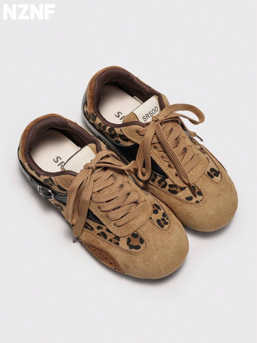 NZNF Premium Flat German Training Shoes Women's New Autumn Versatile Sneakers To Match Skirts - Khaki - View 1