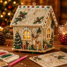 3D Christmas House Diamond Painting Set, Adult Version, Holiday Decoration, Handmade Christmas Tree Ornament, Home Craft Gift - A - View 5