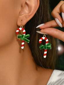 Christmas Crutches, Candies, Santa Claus Earrings, Perfect Gift For Festive Atmosphere - Candy Cane - View 1