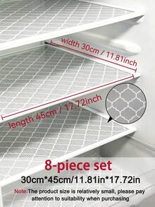 4/8入 小尺寸 30cm*45cm/11.81in*17.72in 防滑冰箱內襯墊－防水、防油、可水洗、易清潔－適用於層架、玻璃層架、櫥櫃、櫥櫃抽屜、冰箱內襯及抽屜防塵墊 - 小號襯墊/多色 - 查看 27