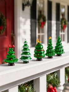 5pcs Mini Christmas Tree Resin Figurines, Miniature Christmas Tree Decorations, Christmas Snow Scene Decoration, Suitable For Winter Holidays, Landscape Decoration, DIY Ornament, Xmas Tree Craft, Garden Decor - Christmas Tree - View 7