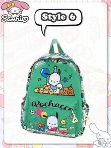 asmodee Sanrio Cinnamoroll Printed Backpack, Full-Coverage Graffiti Style Pattern Polyester Daily Bag, Multiple Storage Pockets, Adjustable Thickened Shoulder Straps - Multicolor - View 10