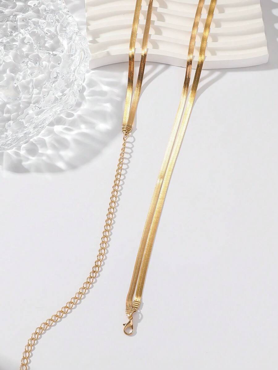Women's Layered Snake Chain Waist Chain, Gold Plated, Adjustable Size, Summer Beach Music Festival Bikini Body Jewelry