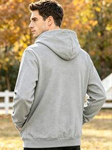 Men's Sports Sweatshirt, Solid Color Knit Sweatshirt, Soft And Comfortable, Suitable For Spring And Autumn Wear, Ideal For Outdoor Sports And Casual - Light Grey - View 2
