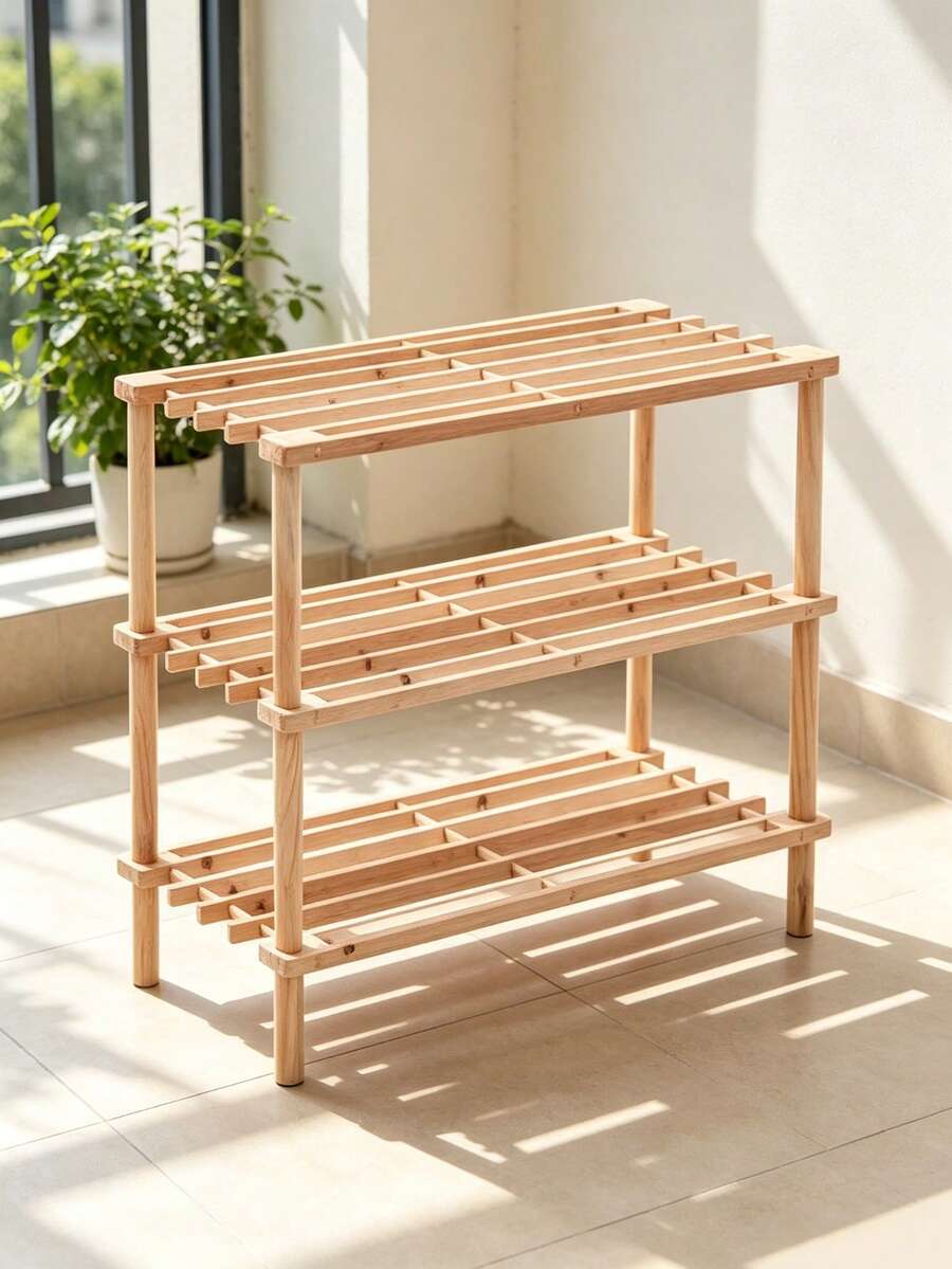 2/3/4-Tier Solid Wood Shoe Rack/Storage Shelf, Solid Wood Shoe Rack, Tiered Shelf, Wooden Shoe Rack/Flower Rack, Simple Storage Support Shelf, Wooden Shoe Rack For The Entrance, Wooden Storage Shelf For The Living Room