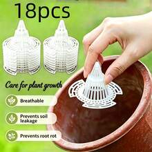 18pcs Flower Pot Bottom Filter, Durable Plastic Cone-Shaped Root Protection Cover, Cage Structure, Prevents Rot And Enhances Drainage, Suitable For Indoor And Outdoor Flower Pots, Indoor Gardening Accessories - Cone-shaped Pot Saucer - View 12