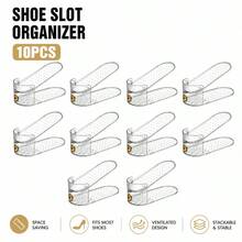 5/10/20pcs Adjustable Double Layer Shoe Rack, Space-Saving Shoe Storage Organizer, Double Layer Shoe Shelf, Home Shoe Cabinet Expansion Rack, Suitable For Sneakers, High Heels, Casual Shoes, Leather Shoes, Slippers, Closet And Entryway Storage - Multicolor - View 9