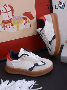 Kids' Retro German Training Shoes, Korean Style Versatile Chic Design, Soft Sole Anti-Slip - White - View 3